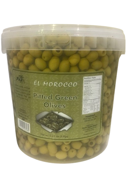 El Morocco Pitted Green Olives 6Kgs (13 Lbs)