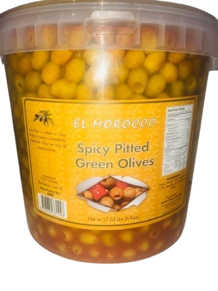 El Morocco Spicy Pitted Olives 6Kgs (13 Lbs)